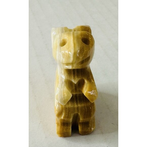Vintage Natural Stone Yellow Jasper Carved Bunny Rabbit Sitting Up 1 1/2” - Picture 3 of 14